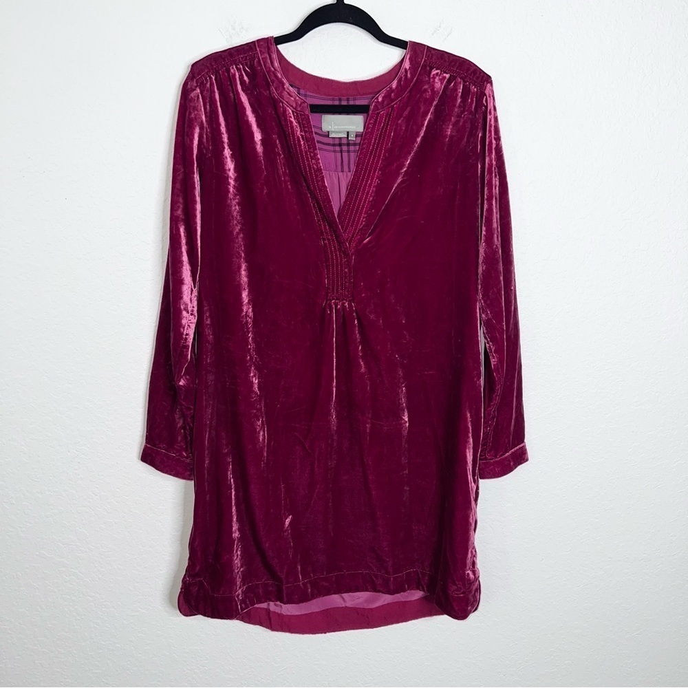 Anthropologie Melody Velvet Tunic Dress Women’s Small Raspberry Red I